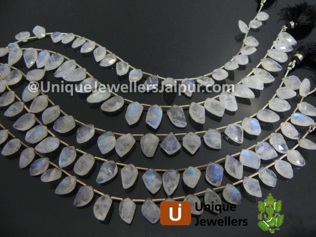 White Rainbow Faceted Uneven Leaf Beads